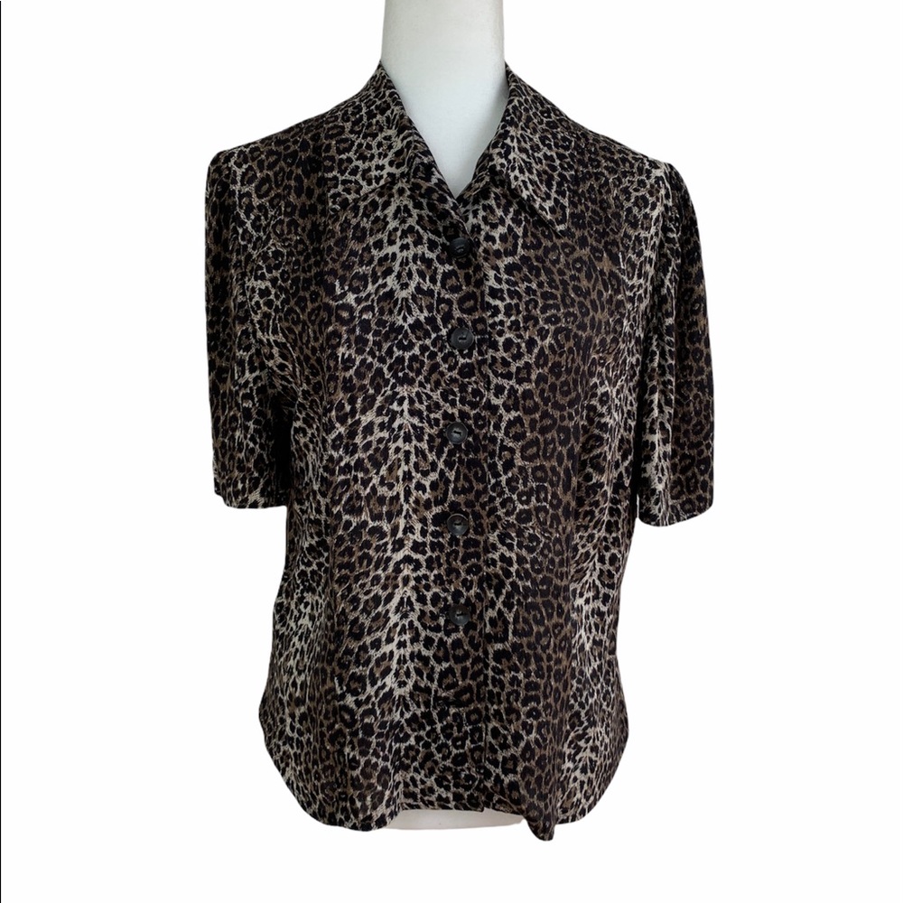 Vintage KSL Leopard Print Back Slit Blouse